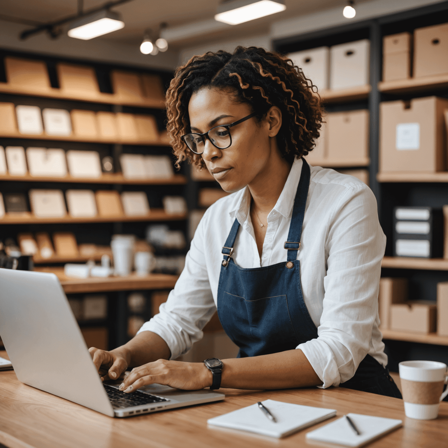 A retail store owner working on their new e-commerce website